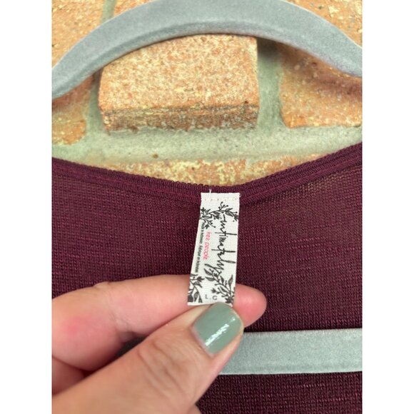 Intimately Free People Burgundy  Blouse Deep V-Neck & Ladder Detail Lightweight - Picture 4 of 9